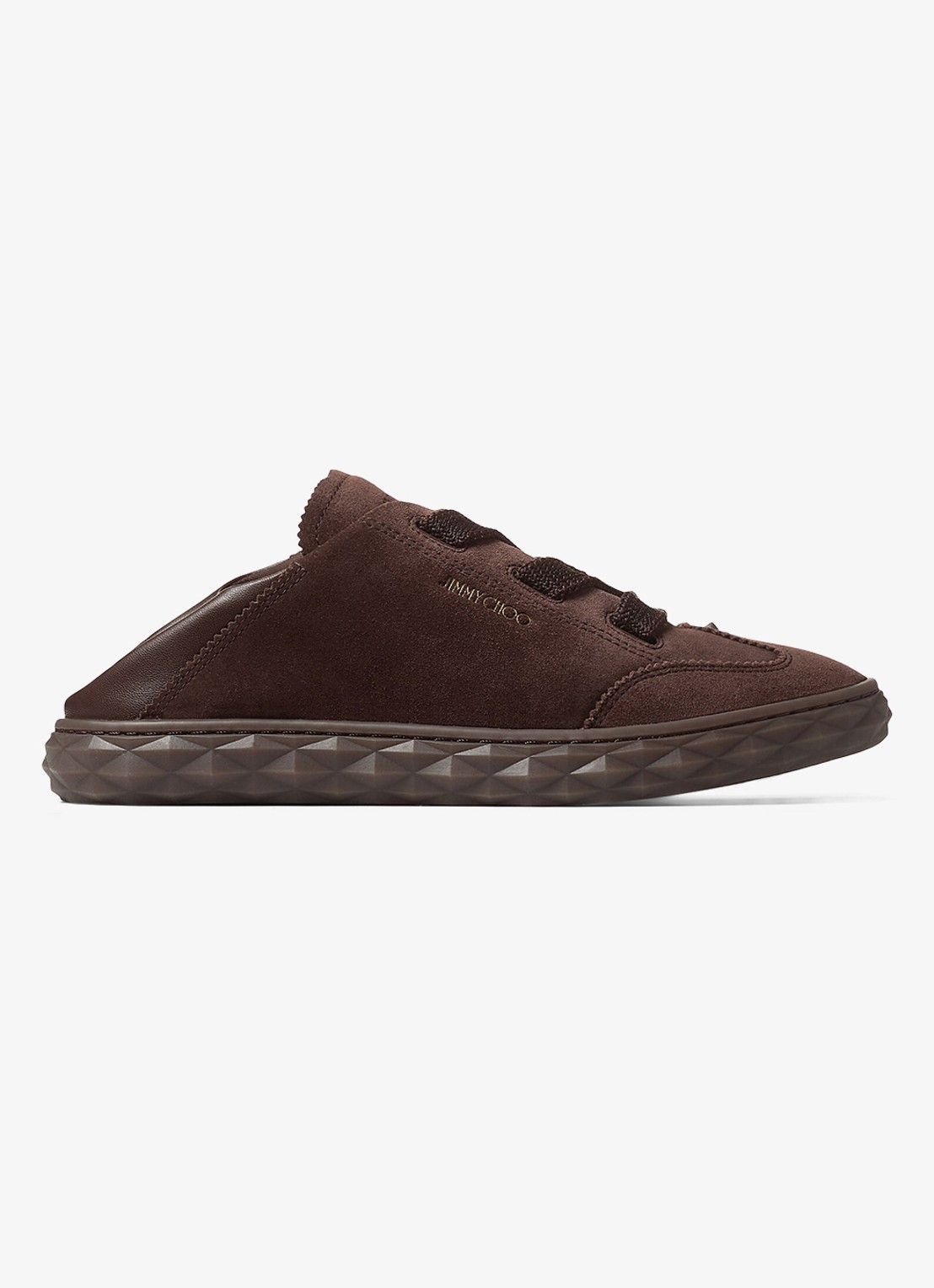 Jimmy Choo Diamond Light Flex/F sneaker van lamssuède - detail donkerbruin