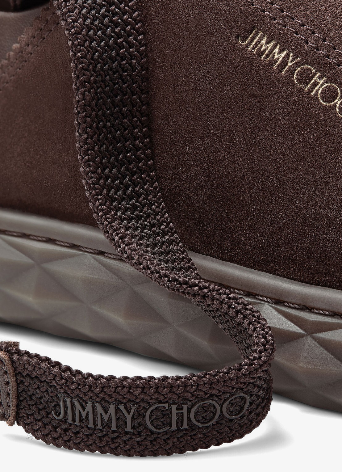 Jimmy Choo Diamond Light Flex/F sneaker van lamssuède - detail 3 donkerbruin