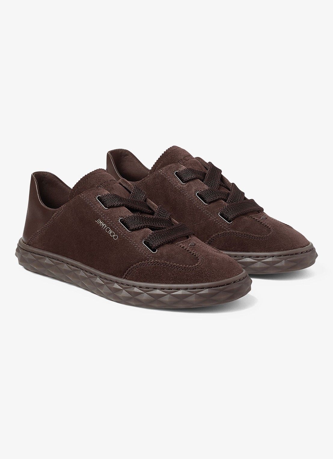 Jimmy Choo Diamond Light Flex/F sneaker van lamssuède - voorkant 5 donkerbruin