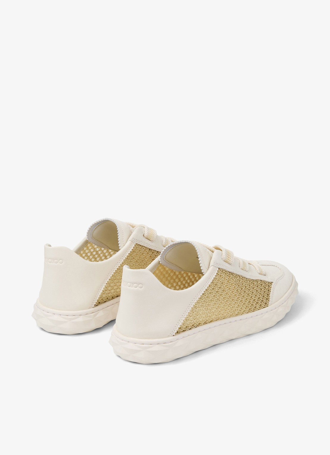 Jimmy Choo Diamond Light Flex/F sneaker van leer met mesh details - achterkant gebroken wit