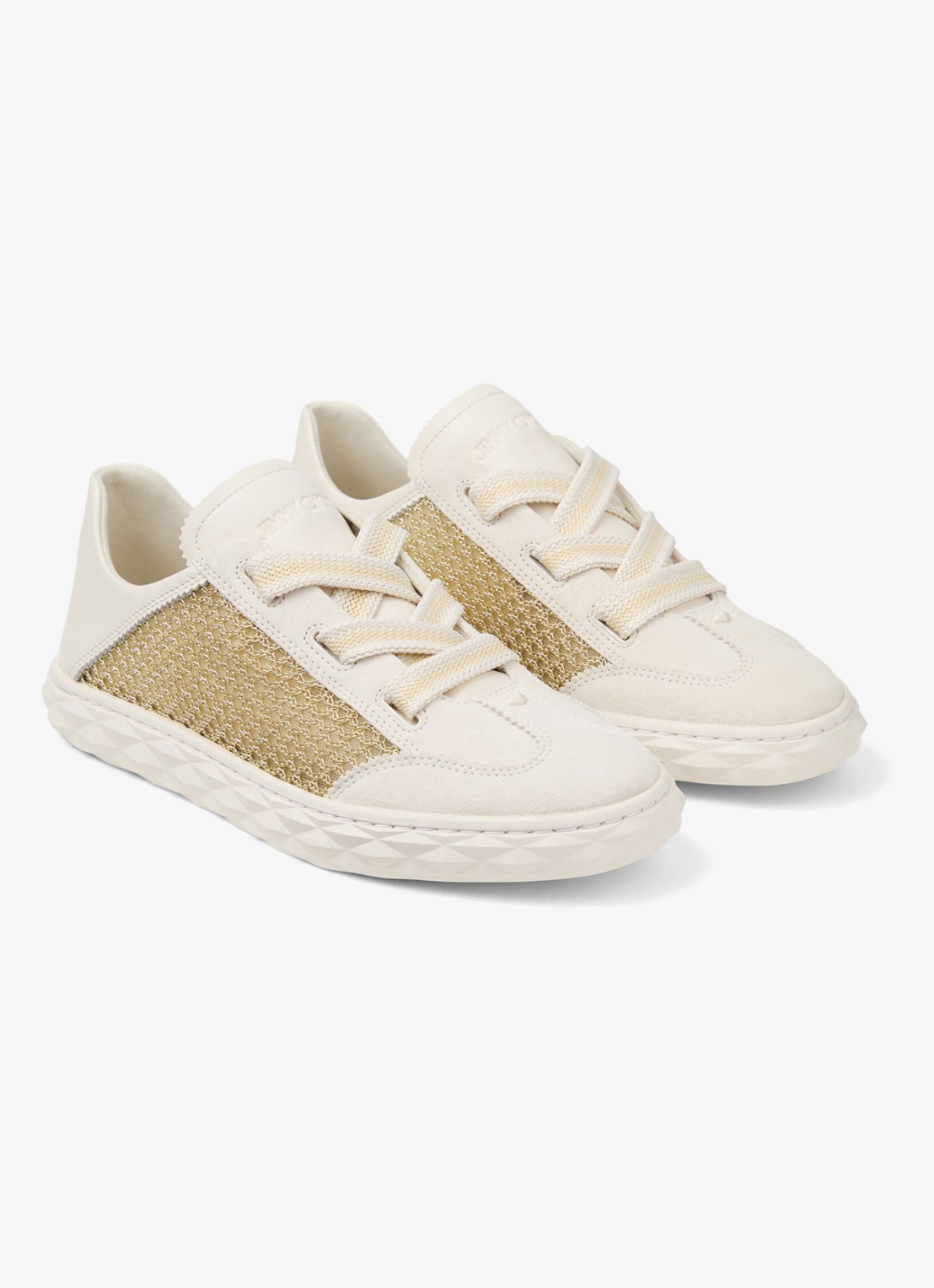 Jimmy Choo Diamond Light Flex/F sneaker van leer met mesh details - detail 4 gebroken wit