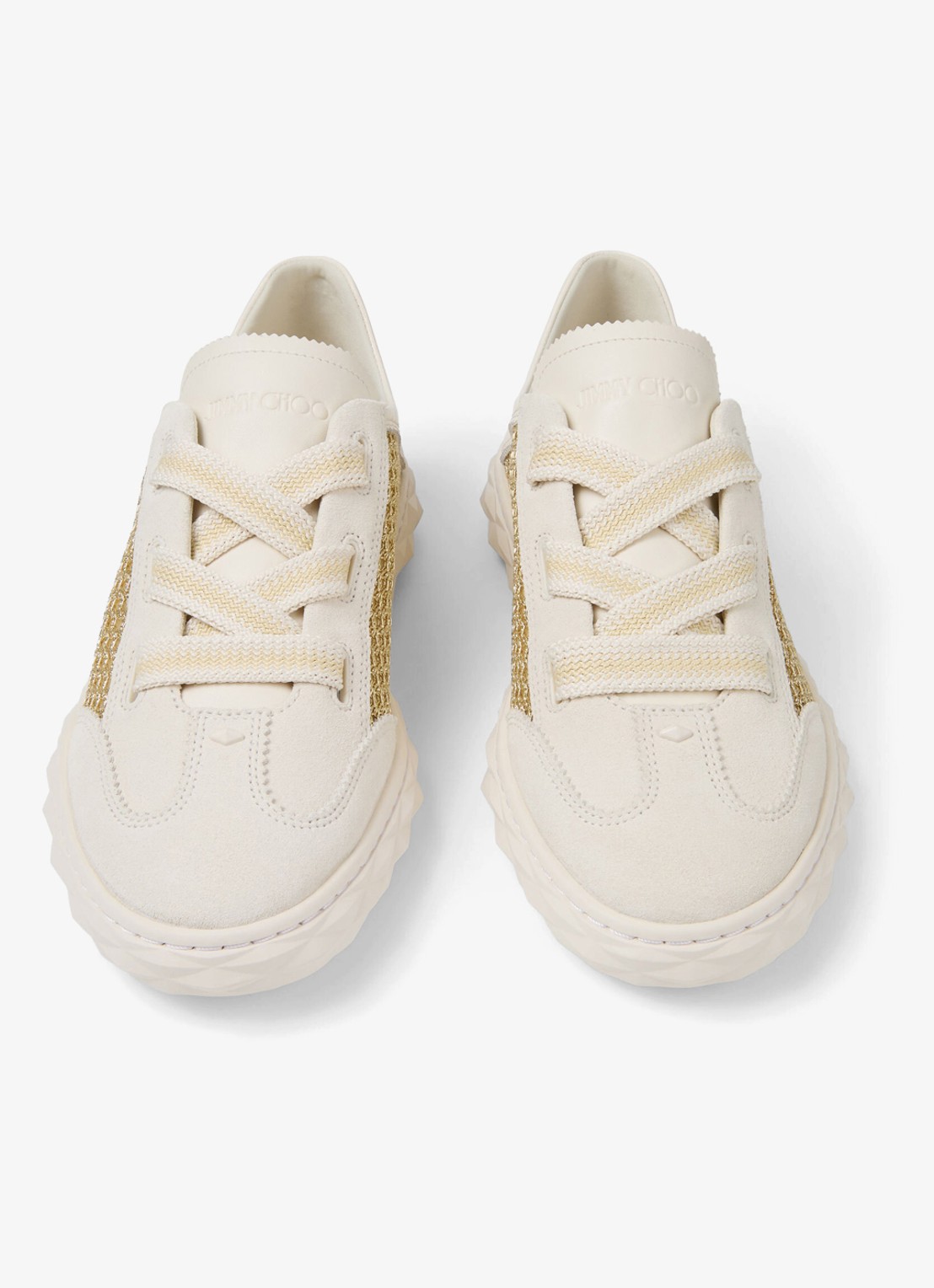 Jimmy Choo Diamond Light Flex/F sneaker van leer met mesh details - detail 6 gebroken wit