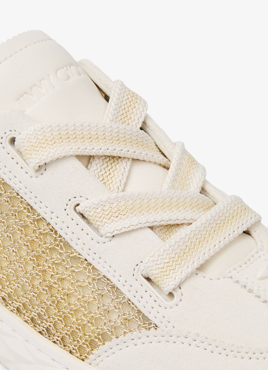 Jimmy Choo Diamond Light Flex/F sneaker van leer met mesh details - detail 7 gebroken wit