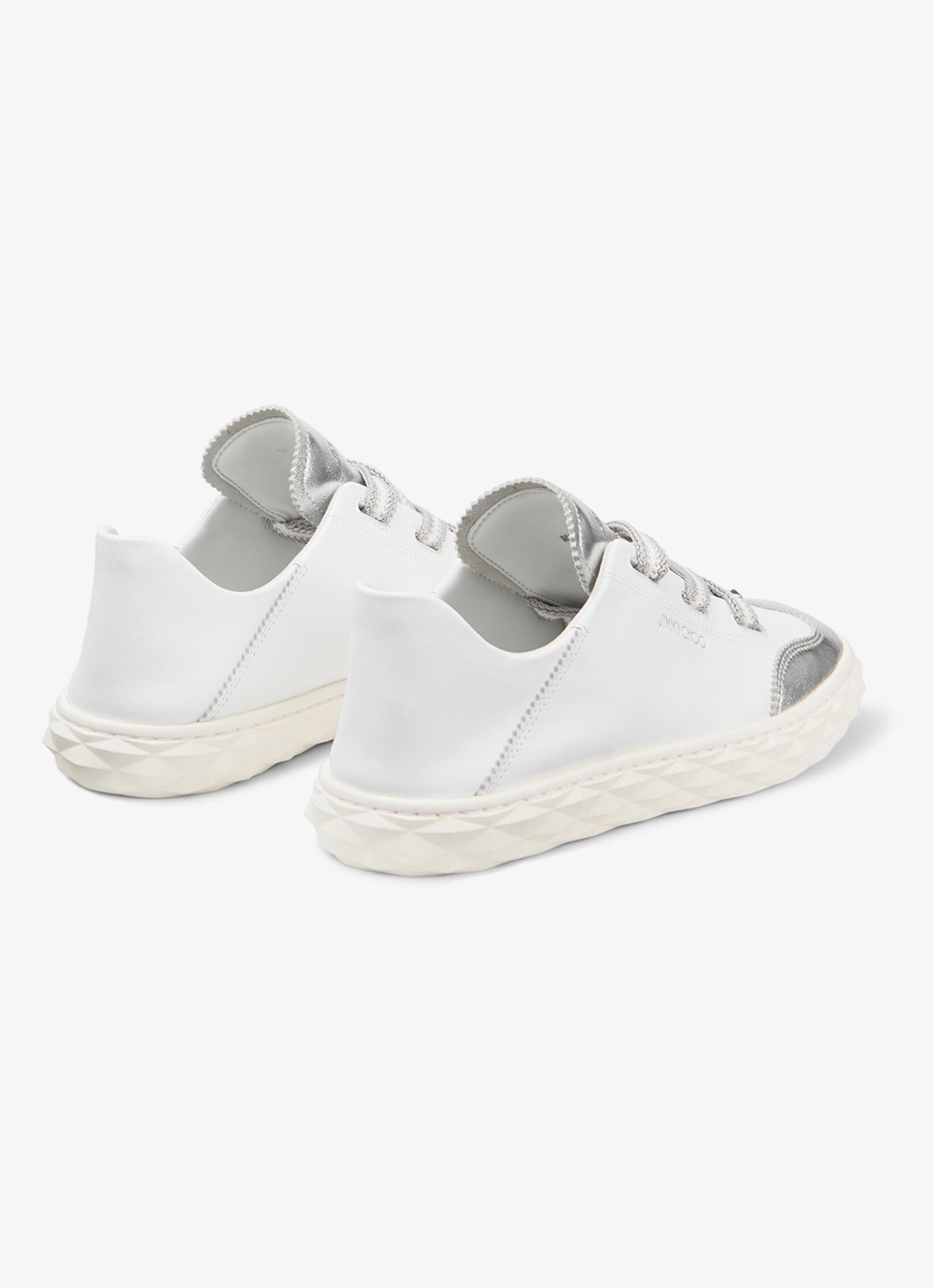 Jimmy Choo Diamond Light Flex/F sneaker van leer met metallic finish - achterkant wit