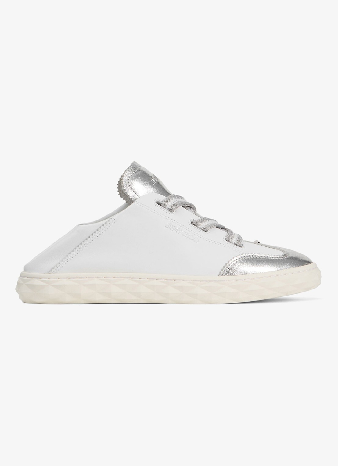 Jimmy Choo Diamond Light Flex/F sneaker van leer met metallic finish - detail 2 wit