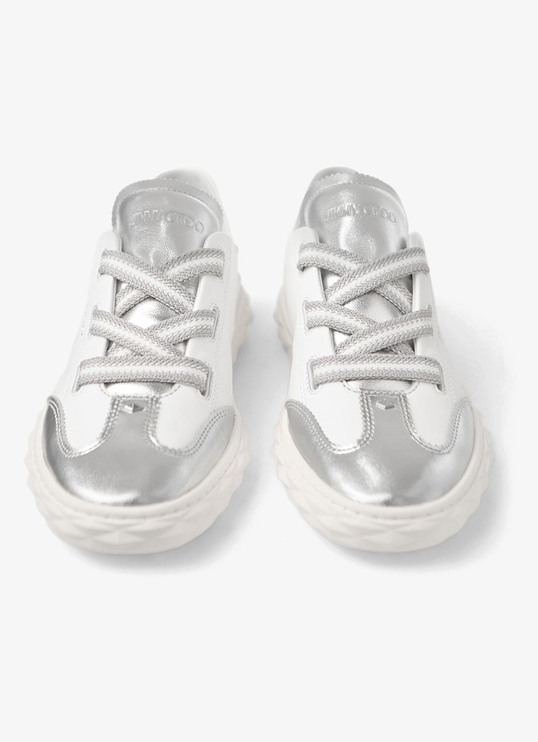 Jimmy Choo Diamond Light Flex/F sneaker van leer met metallic finish - detail 3 wit