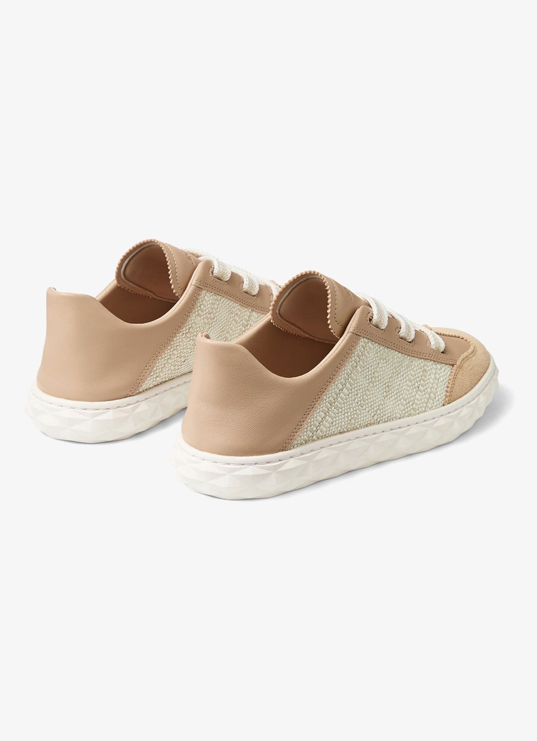 Jimmy Choo Diamond Light Flex/F sneaker van leer met raffia details - achterkant 7 beige