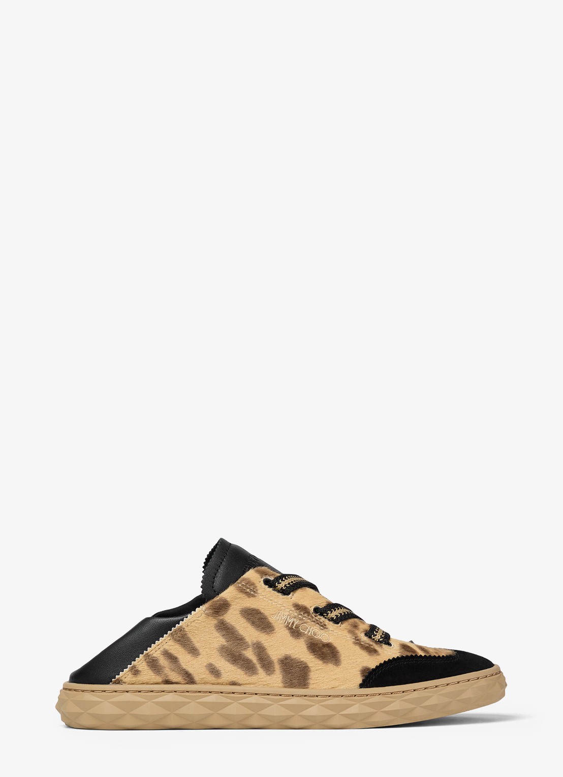 Jimmy Choo Diamond Light Flex/F sneaker van leer met suède details - detail 2 lichtbruin