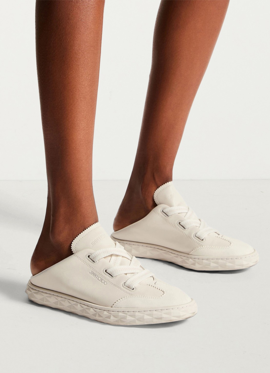 Jimmy Choo Diamond Light Flex/F sneaker van leer - voorkant 2 creme