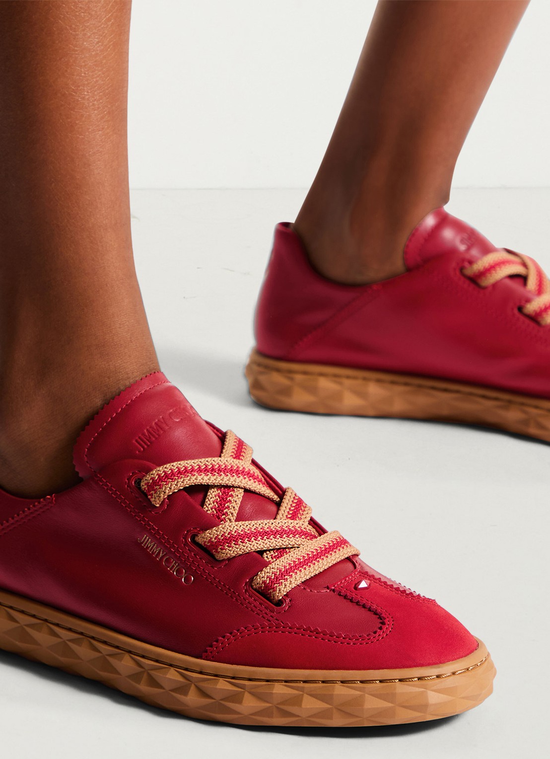 Jimmy Choo Diamond Light Flex/F sneaker van leer - voorkant 2 rood