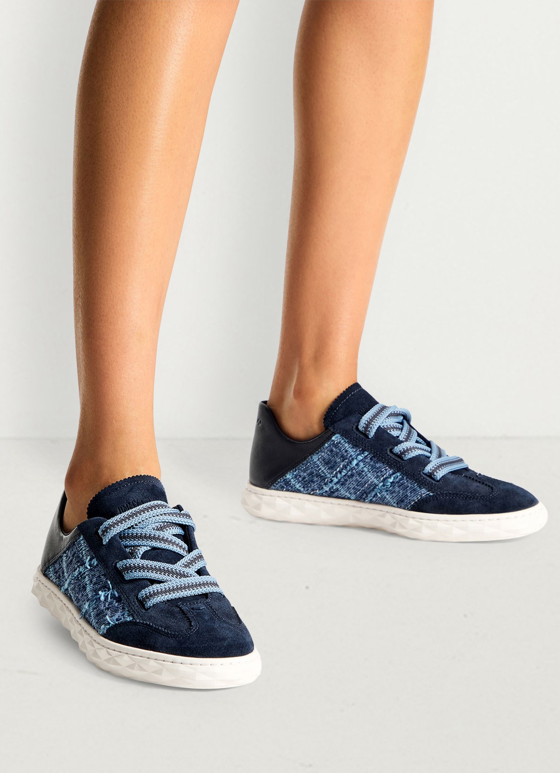 Jimmy Choo Diamond Light Flex/F sneaker van leer - voorkant 2 donkerblauw