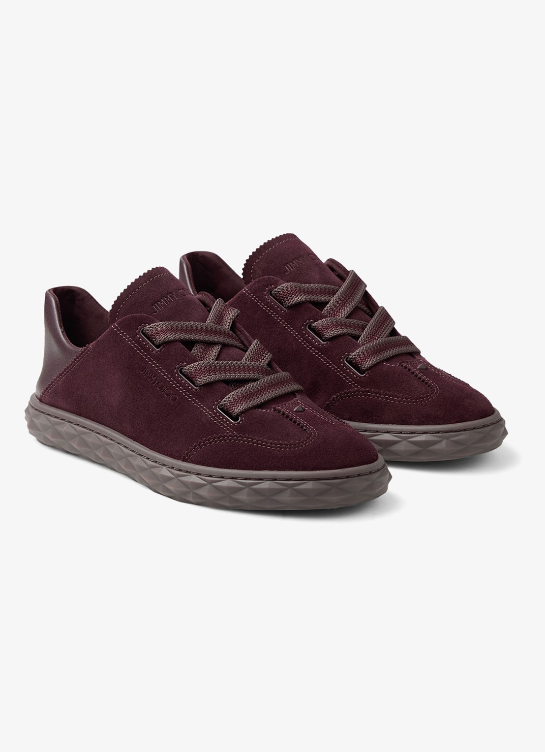 Jimmy Choo Diamond Light Flex/F sneaker van suède - voorkant 2 donkerrood
