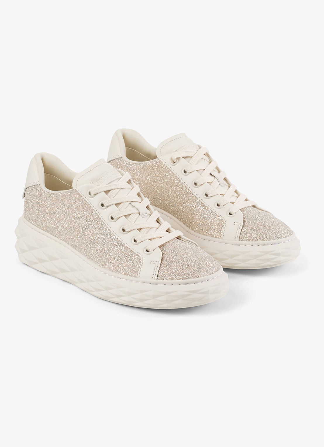 Jimmy Choo Diamond Light Maxi/F sneaker met lamsleren details en glitter - voorkant 5 goud