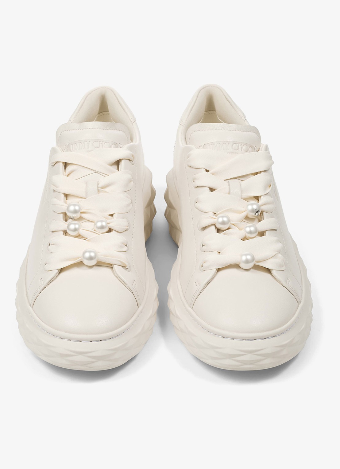 Jimmy Choo Diamond Light Maxi/F sneaker van leer met glitter - detail 4 gebroken wit