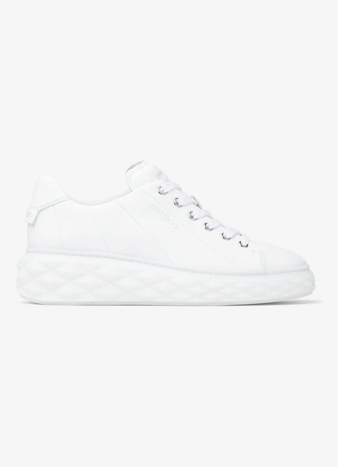 Jimmy Choo Diamond Light Maxi/F sneaker van leer - voorkant wit