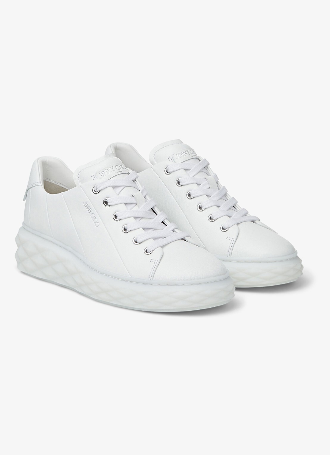Jimmy Choo Diamond Light Maxi/F sneaker van leer - voorkant 2 wit