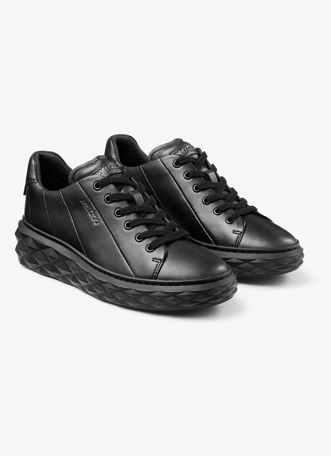 Jimmy Choo Diamond Light Maxi/F sneaker van leer - voorkant 3 zwart