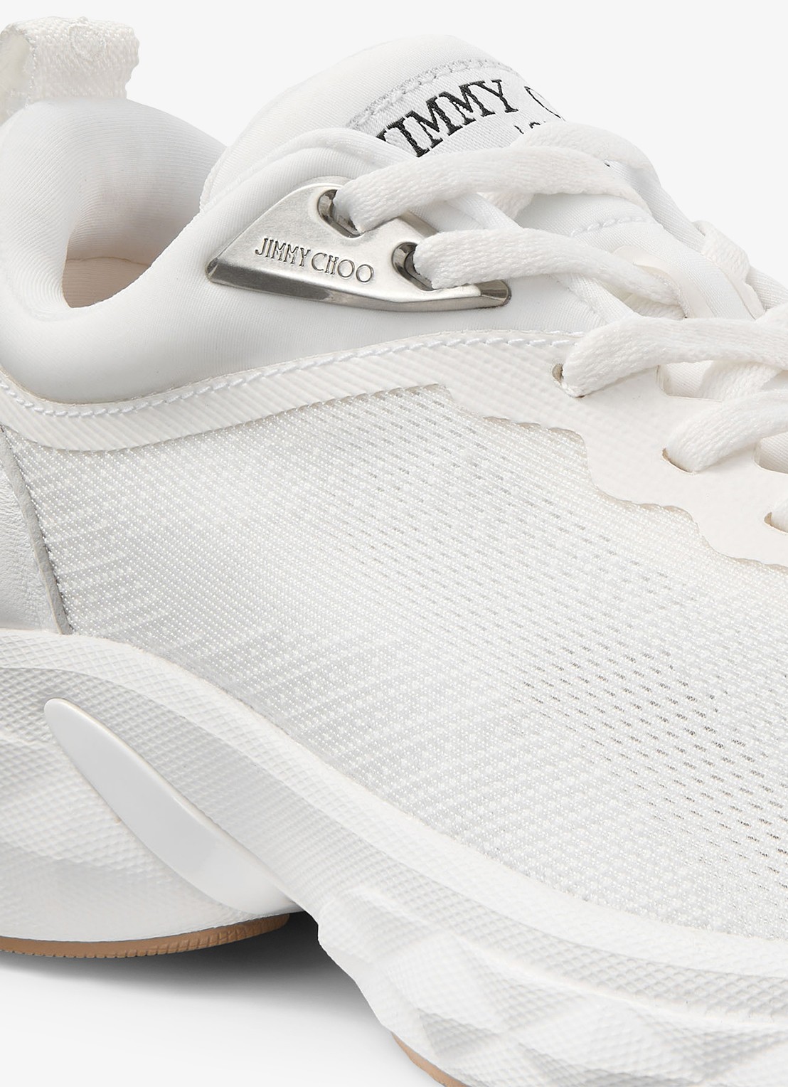 Jimmy Choo Diamond Run/F sneaker met lamsleren details - detail 3 wit