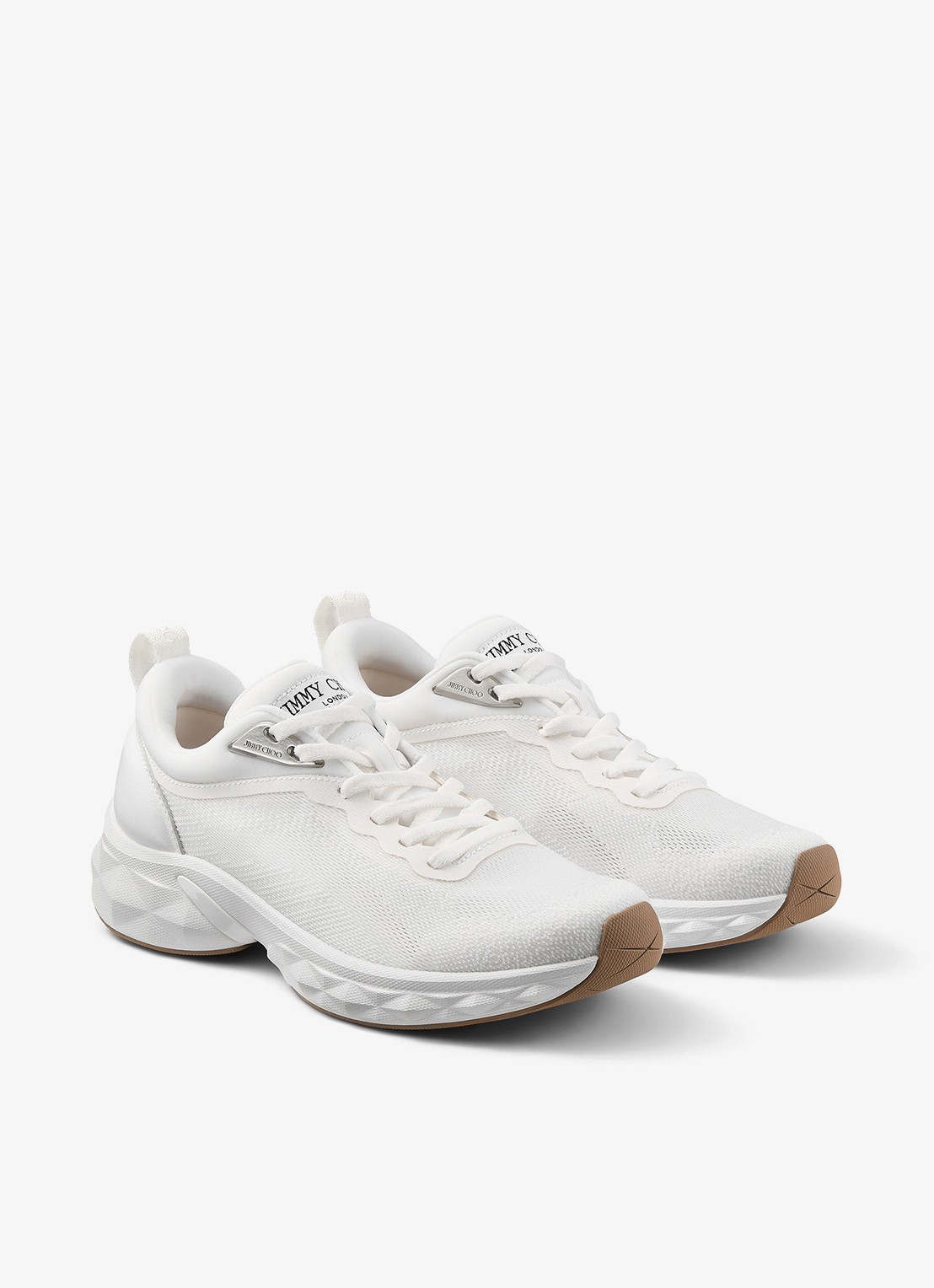 Jimmy Choo Diamond Run/F sneaker met lamsleren details - voorkant 5 wit