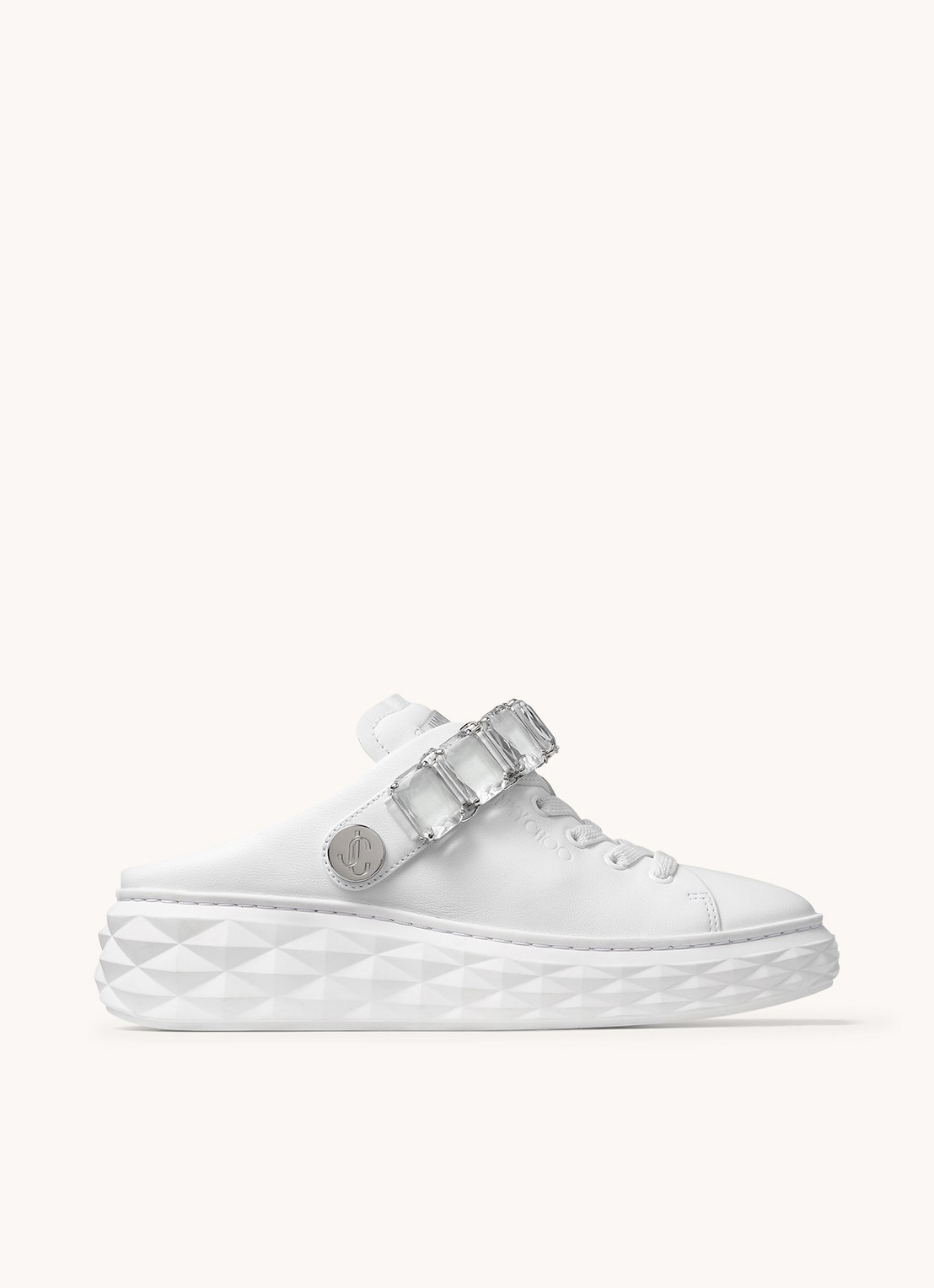 Jimmy Choo Diamond Sling sneaker met strass en kalfsleren details - detail 3 wit