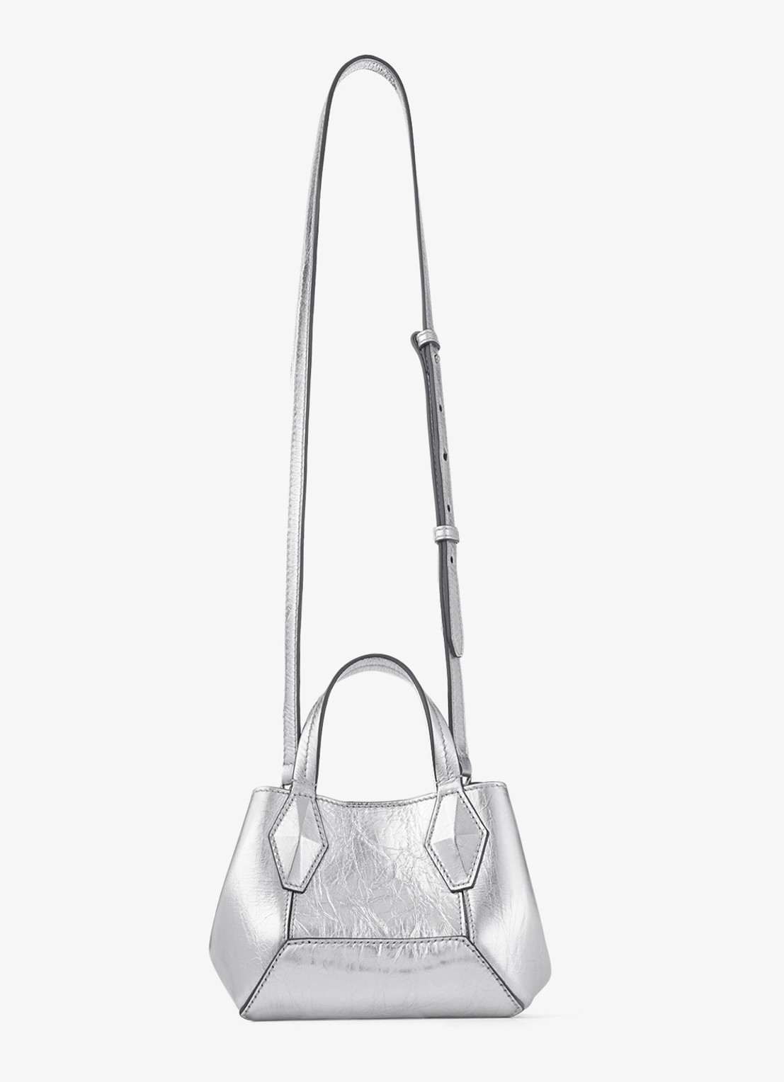 Jimmy Choo Diamond Tote/XS handtas van kalfsleer met metallic finish - detail 3 zilver