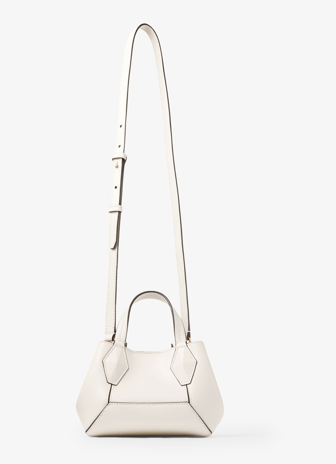 Jimmy Choo Diamond Tote/XS handtas van kalfsleer - achterkant gebroken wit