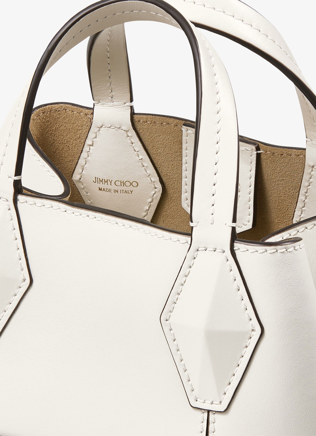 Jimmy Choo Diamond Tote/XS handtas van kalfsleer - detail 5 gebroken wit