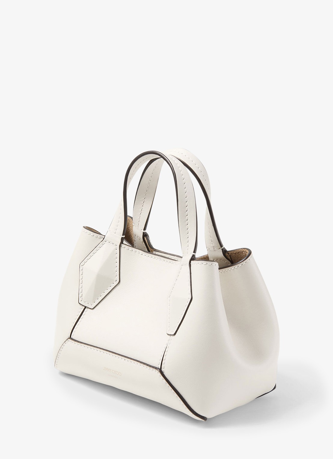 Jimmy Choo Diamond Tote/XS handtas van kalfsleer - voorkant 3 gebroken wit