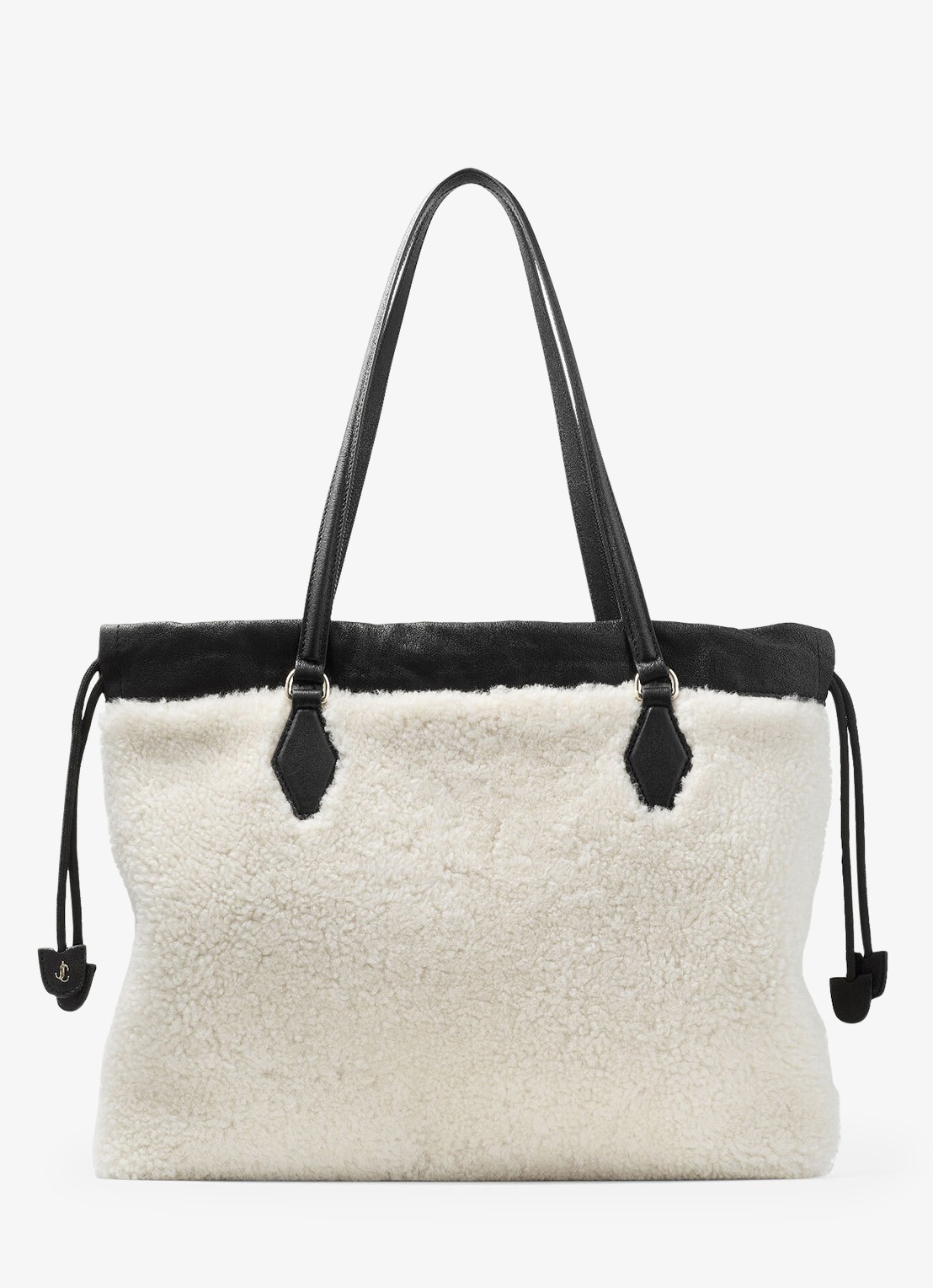 Jimmy Choo Drawstring Tote/M shopper van schapenleer - achterkant 3 gebroken wit