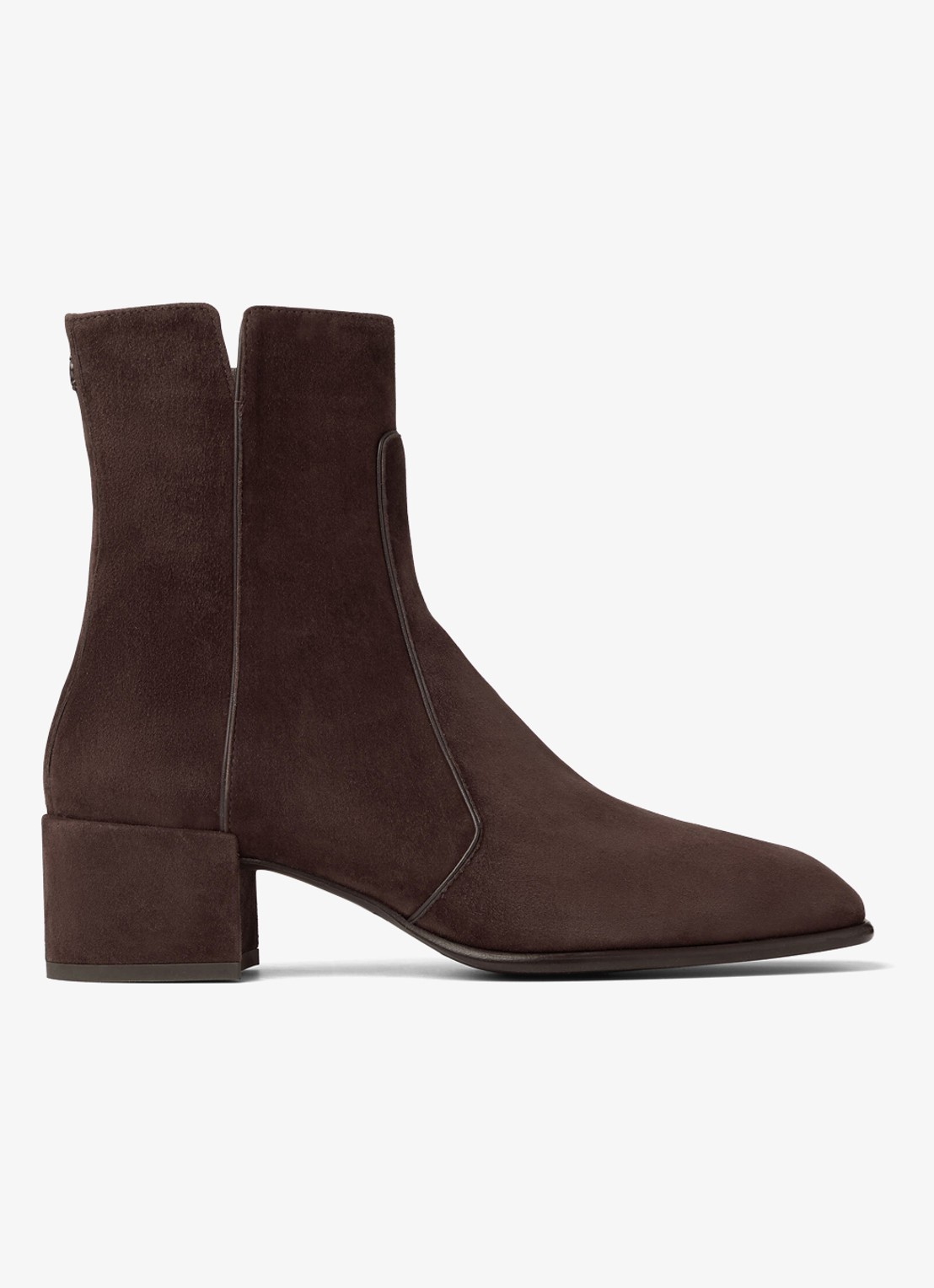 Jimmy Choo Eliot 45 enkellaarsje van geitensuède - voorkant donkerbruin