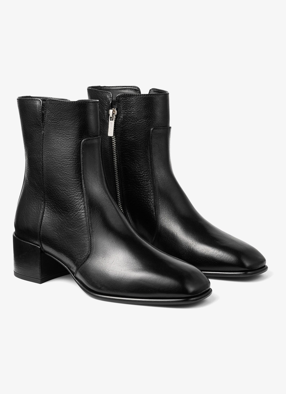 Jimmy Choo Eliot 45 enkellaarsje van leer - voorkant 2 zwart