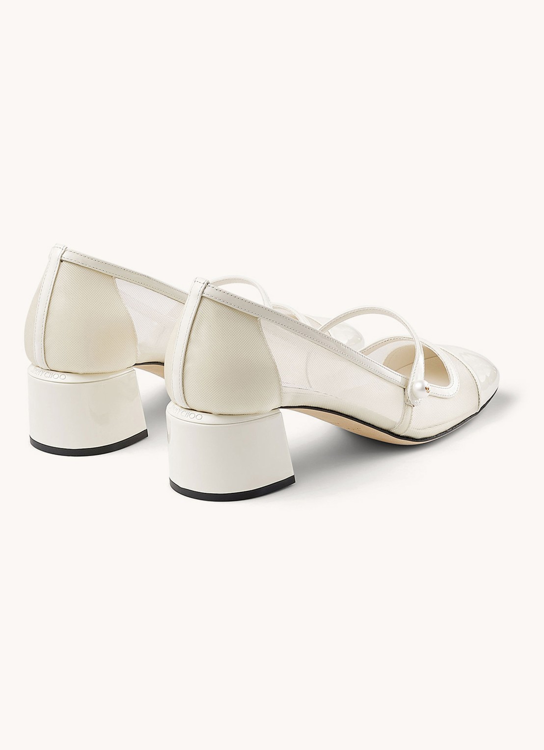 Jimmy Choo Elisa 45 pump met kalfsleren details - detail 3 gebroken wit