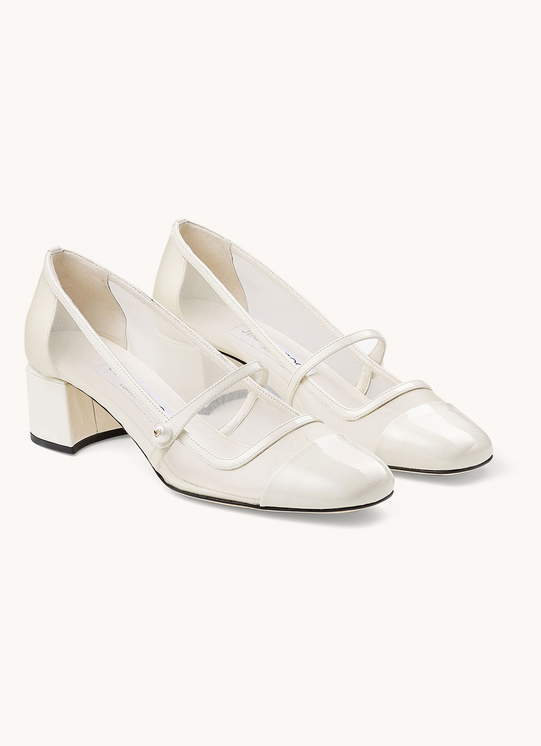 Jimmy Choo Elisa 45 pump met kalfsleren details - voorkant 5 gebroken wit