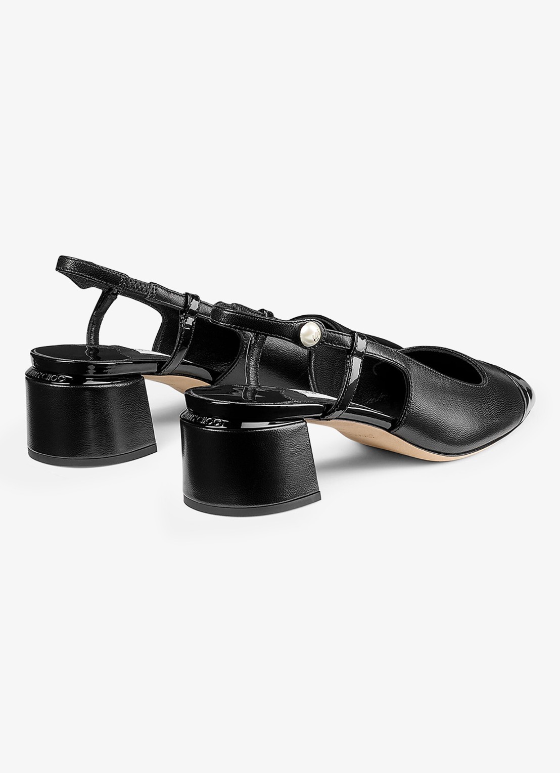 Jimmy Choo Elisa 45 slingback van leer met lakfinish - achterkant 3 zwart