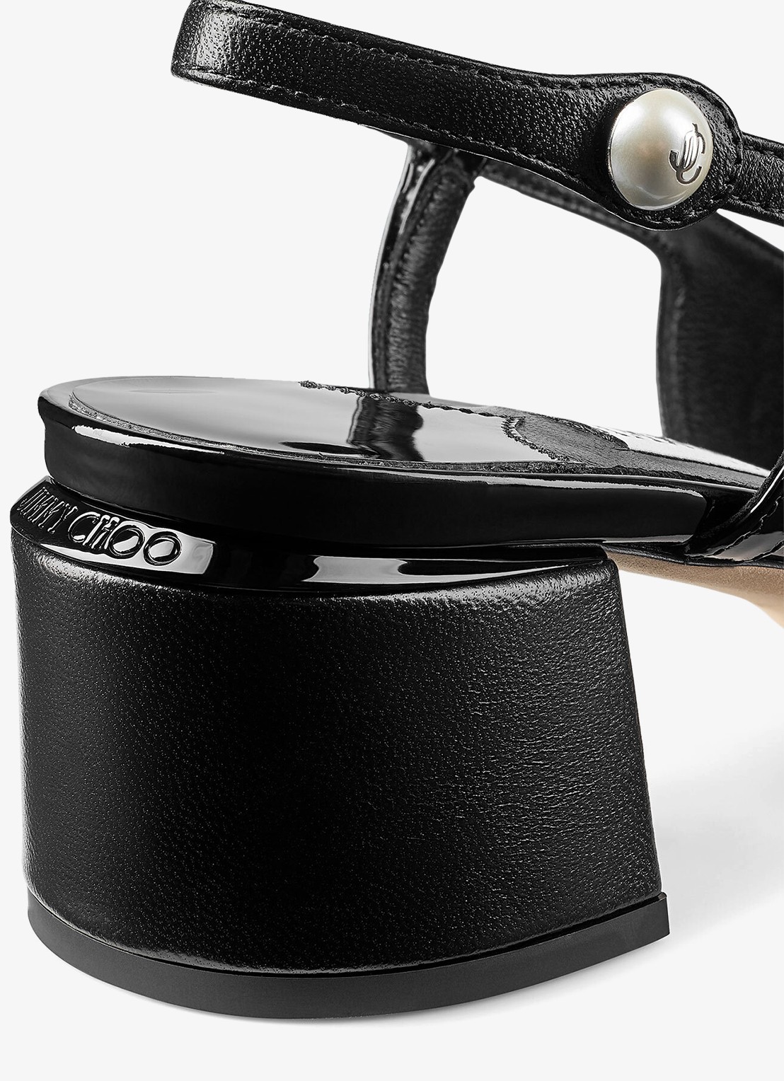 Jimmy Choo Elisa 45 slingback van leer met lakfinish - detail 5 zwart