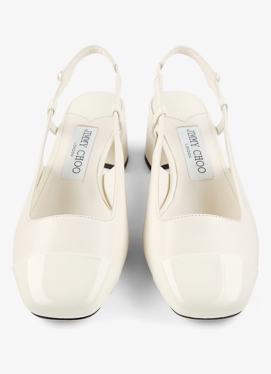 Jimmy Choo Elisa 45 slingback van leer met lakfinish - detail 3 gebroken wit