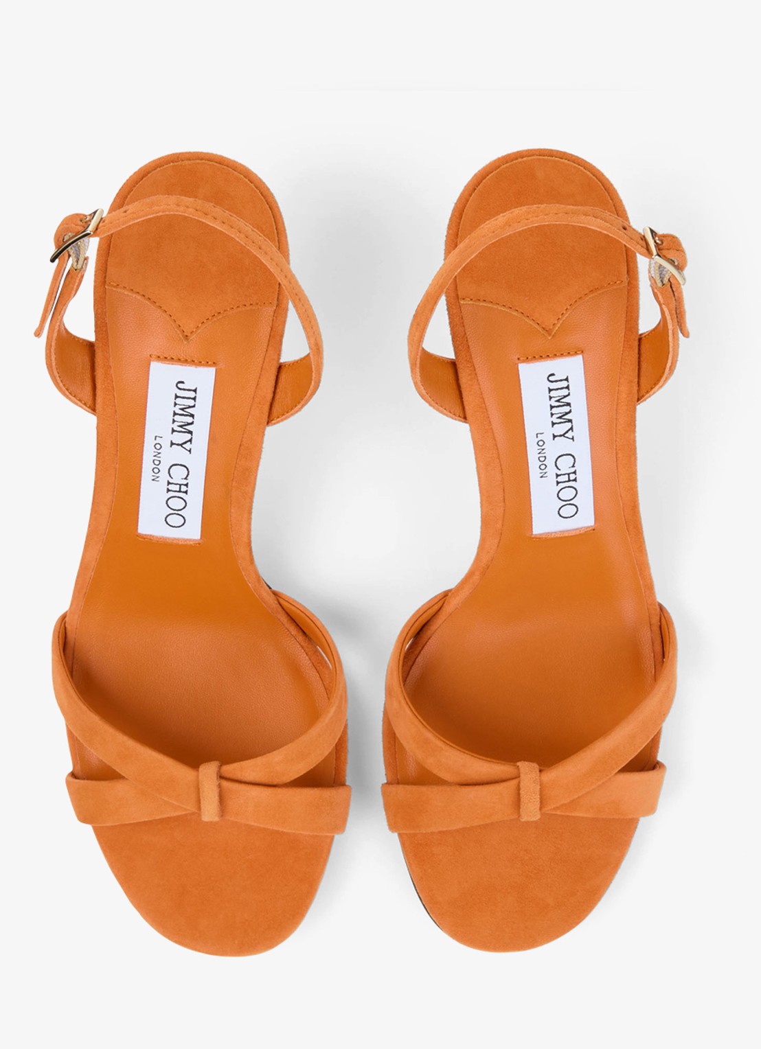 Jimmy Choo Elsy 70 sandalette van geitensuède - detail 4 oranje