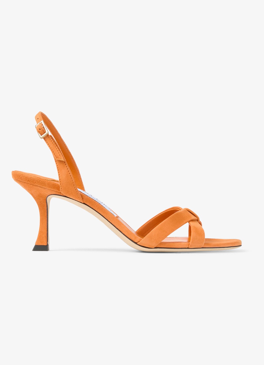 Jimmy Choo Elsy 70 sandalette van geitensuède - voorkant oranje