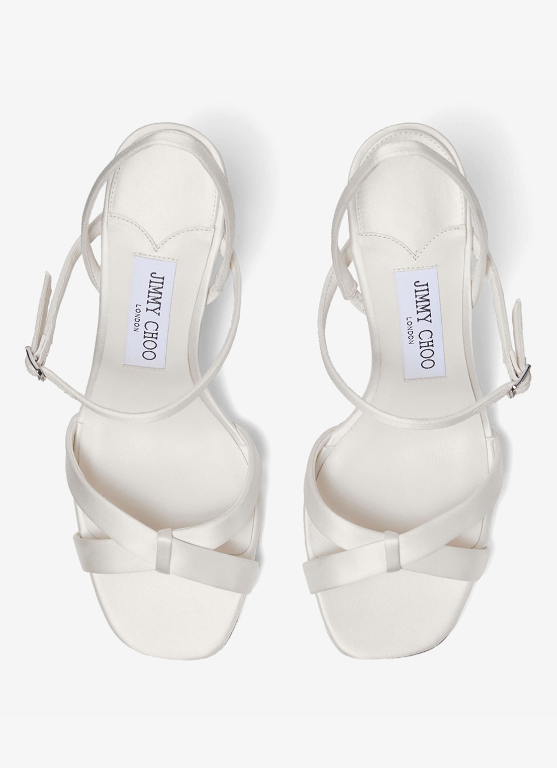 Jimmy Choo Elsy/Bh 85 sandalette van lamsleer met details van satijn - detail 4 ivoor