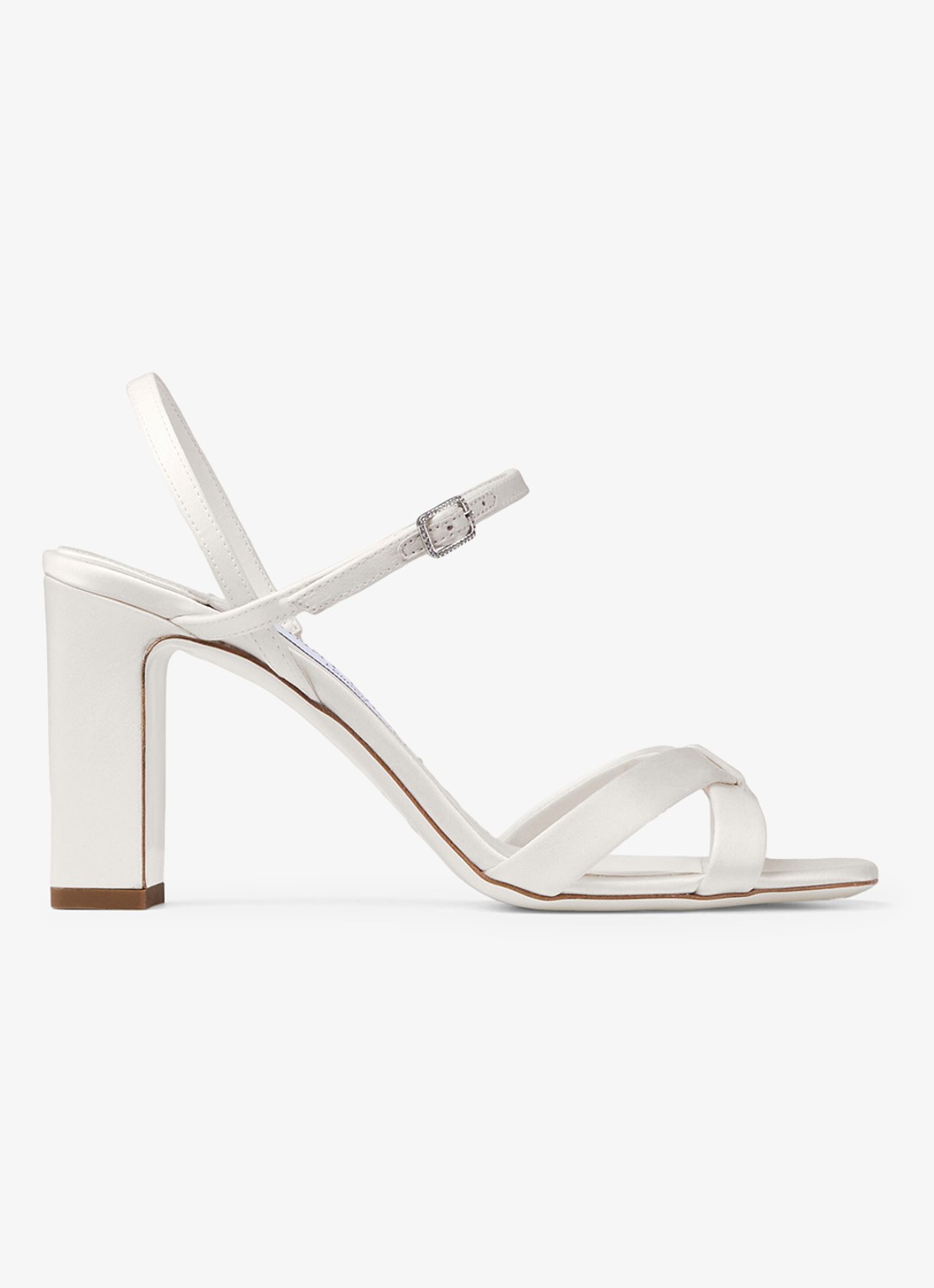 Jimmy Choo Elsy/Bh 85 sandalette van lamsleer met details van satijn - voorkant 2 ivoor
