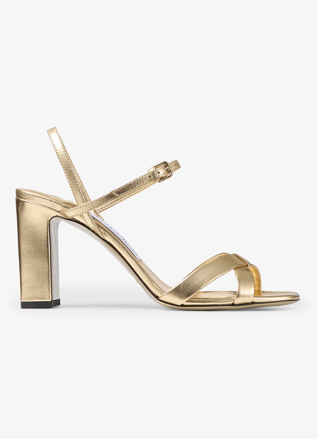 Jimmy Choo Elsy/Bh 85 sandalette van lamsleer met metallic finish - voorkant 2 goud