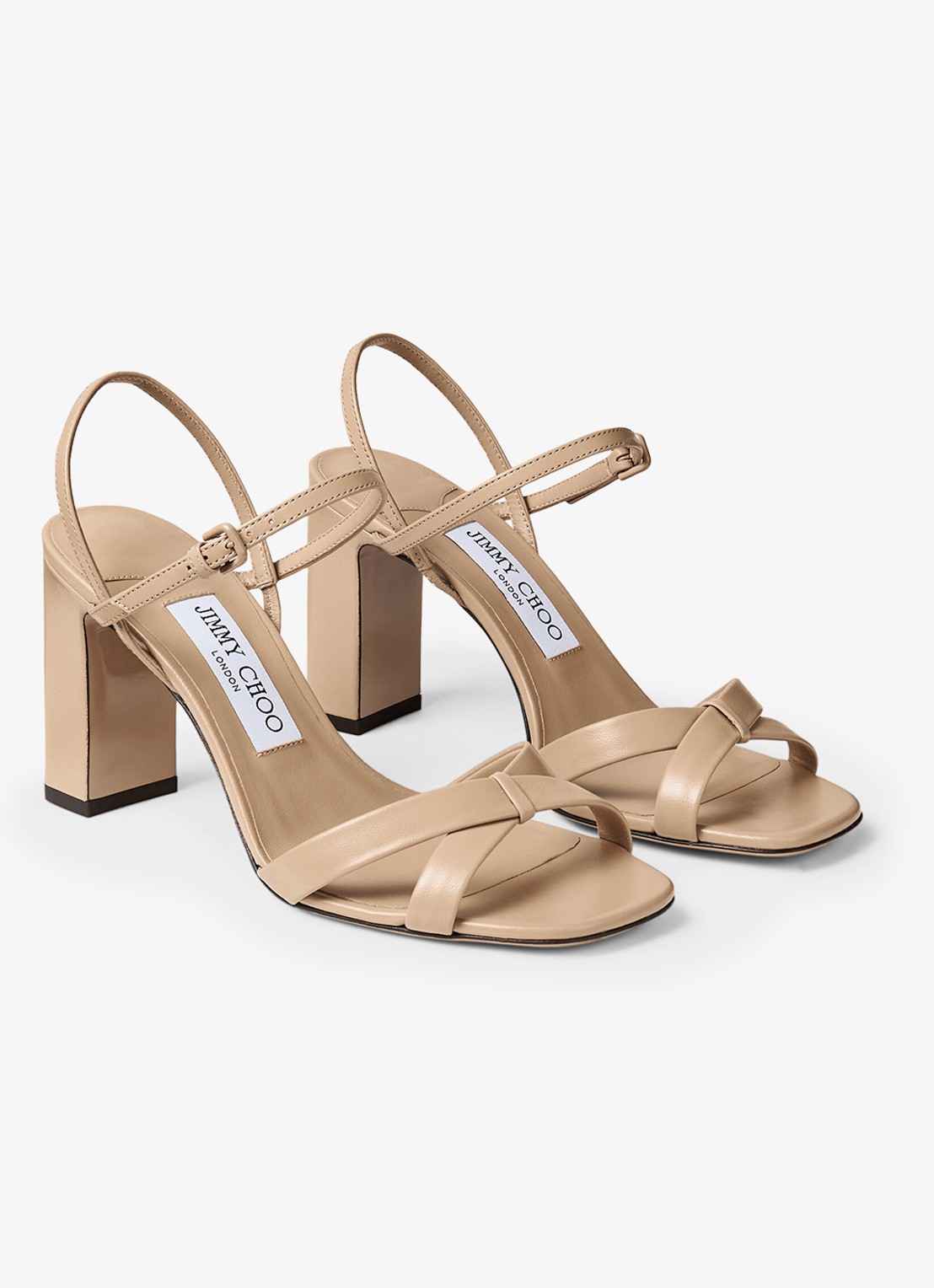 Jimmy Choo Elsy/Bh 85 sandalette van lamsleer - voorkant 4 beige