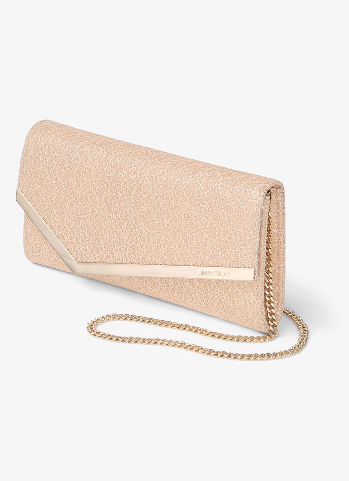 Jimmy Choo Emmie Clutch met glitter en afneembare schouderriem - detail 4 beige