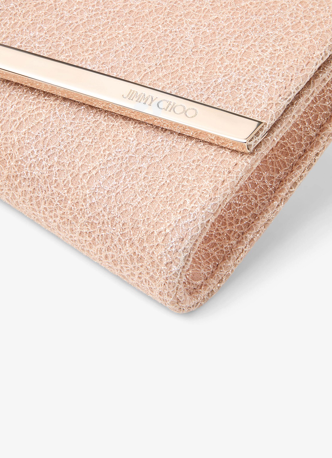 Jimmy Choo Emmie Clutch met glitter en afneembare schouderriem - detail 6 beige