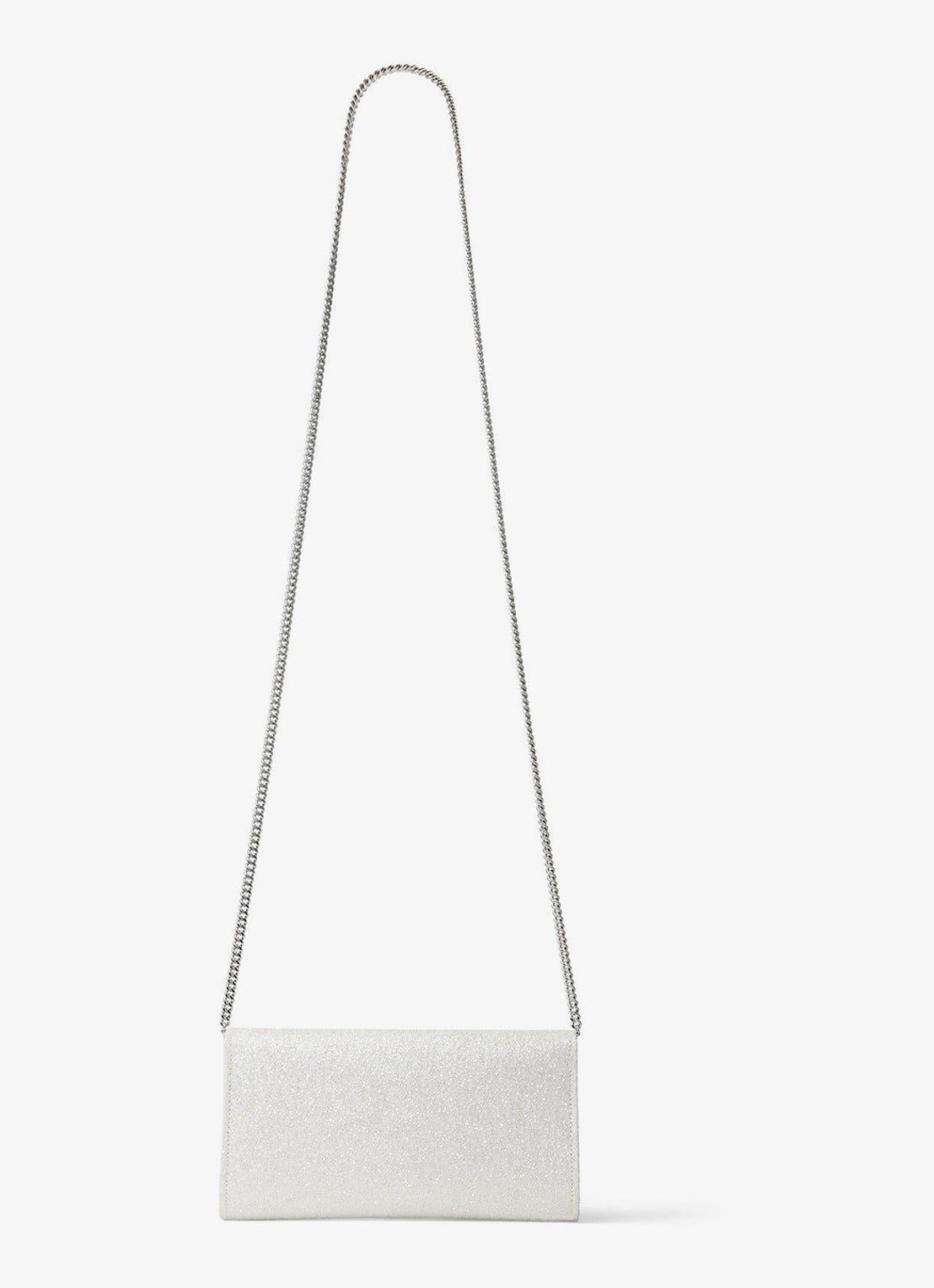 Jimmy Choo Emmie clutch met glitter en afneembare schouderriem - achterkant 6 zilver