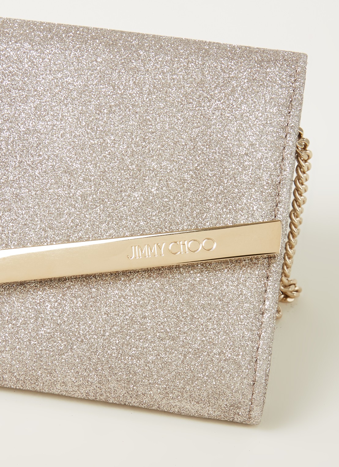 Jimmy Choo Emmie clutch met glitter - detail 3 goud