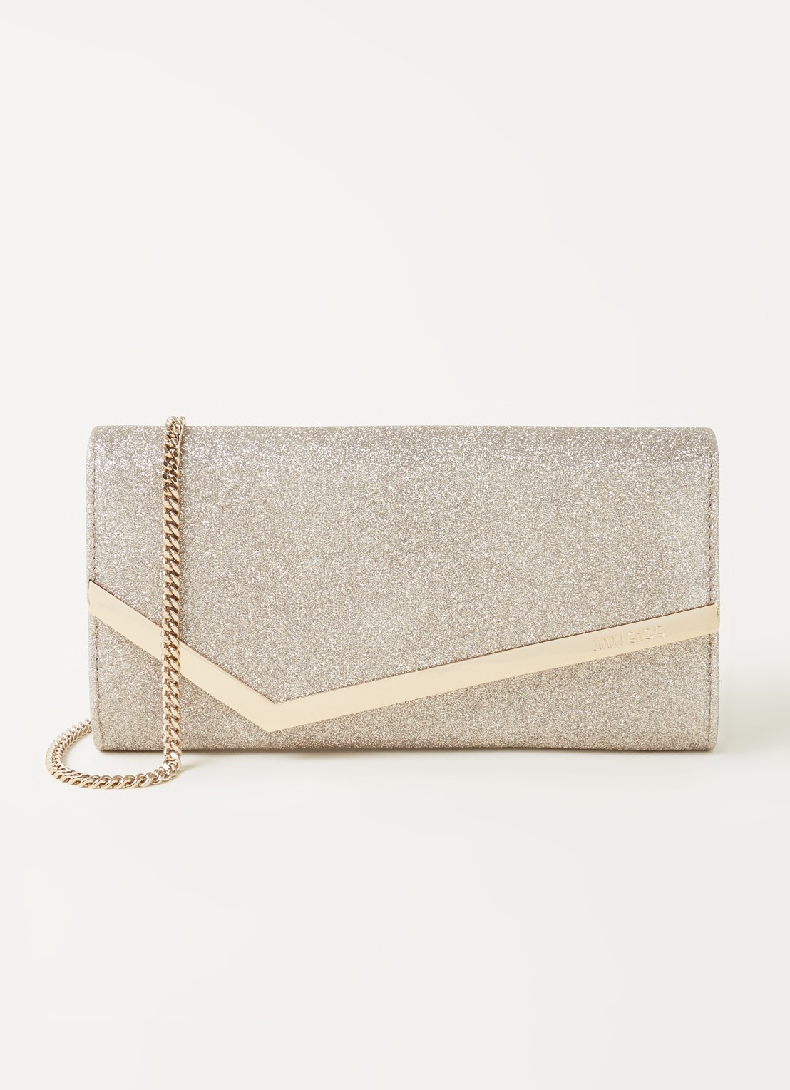 Jimmy Choo Emmie clutch met glitter - voorkant 4 goud