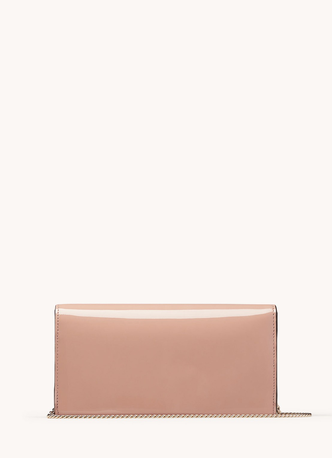 Jimmy Choo Emmie clutch van lakleer met afneembare schouderriem - achterkant oudroze