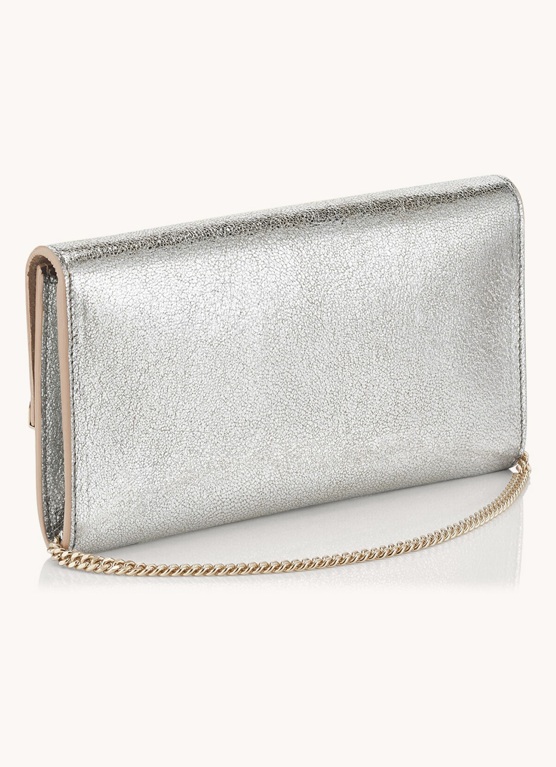 Jimmy Choo Emmie clutch van leer met afneembare schouderriem - achterkant 5 zilver