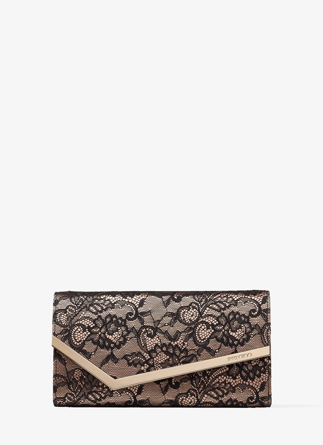 Jimmy Choo Emmie Mini clutch met kant en afneembare schouderriem - voorkant 4 zwart